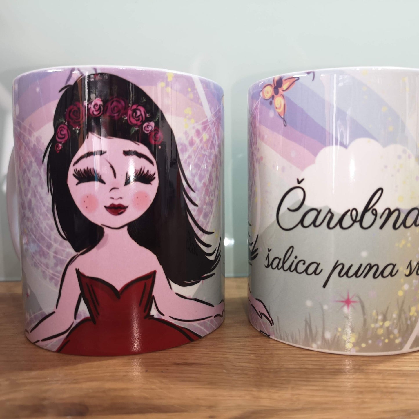 personalizirana šalica, poklon za djecu, žene, suprugu, šalica s printom po želji, vila