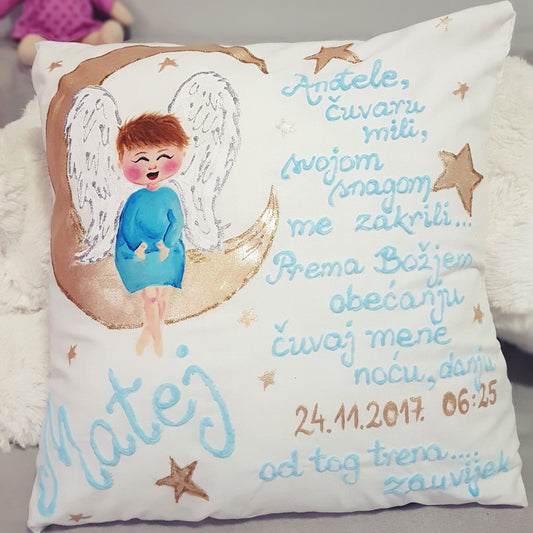 personalizirana oslikana jastučnica za bebe i djecu poklon za rođenje krštenje babinje rođendan unikat, personalizirani pokloni za bebe, personalizirani pokloni za djecu, persinalizirani pokloni za krštenje, poklon u babinje