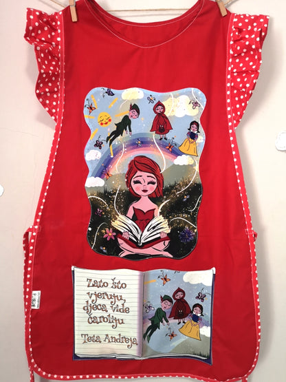 personalizirane pregače s printom pregača kuta za vrtić kute za s tiskom, pokloni za tete u vrtiću, kute s crtežom, personalizirane kute, personalizirane pregače, kute s ilustracijom, poklon za tete u vrtiću